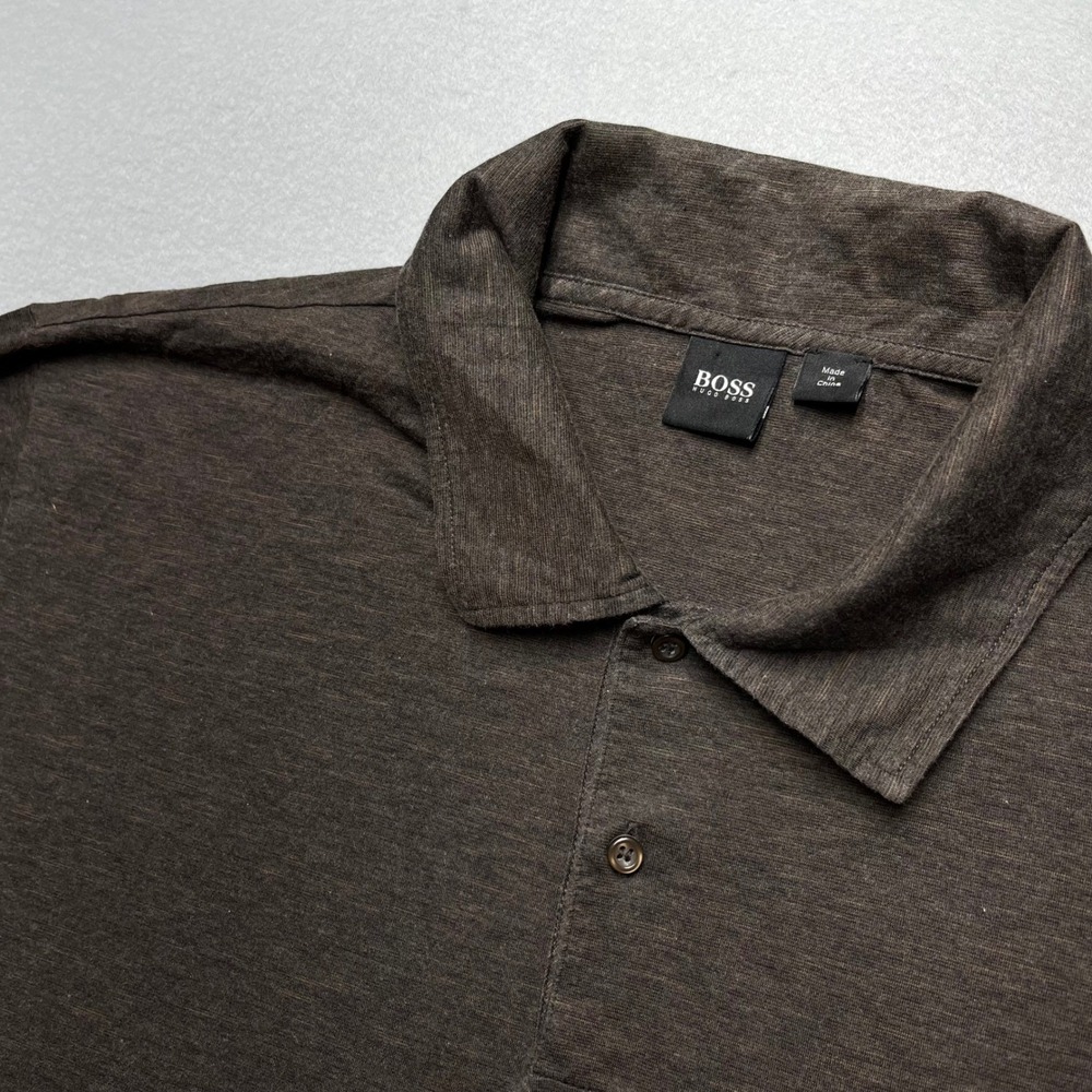 Hugo Boss Bellano 02 Mens XXL Dark Brown Heathered Short Sleeve Polo Shirt
